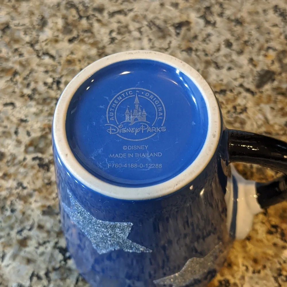 FANTASIA Mickey Mouse Mug Cup ARM HANDLE Embossed Glitter Star Moon  Disney